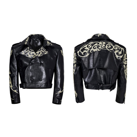 Chaqueta de Cuero PU Corta con Lentejuelas para Hombre - Estilo Elegante - Image 7