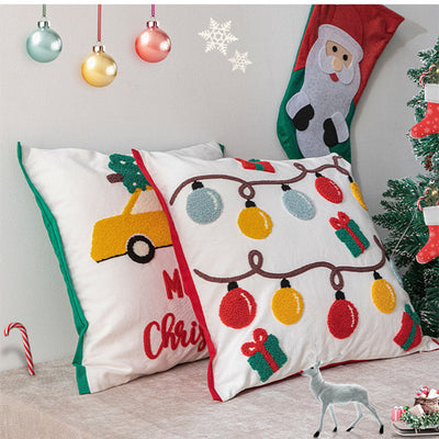 Funda de Almohada de Algodón Bordada Navideña - Image 4