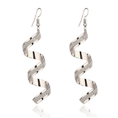 Aretes Largos Espiral Retorcidos Punk para Mujer - Joyería Charm Elegante