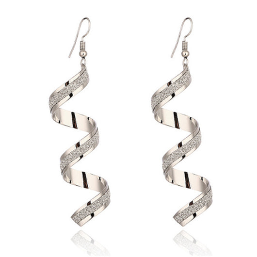 Aretes Largos Espiral Retorcidos Punk para Mujer - Joyería Charm Elegante