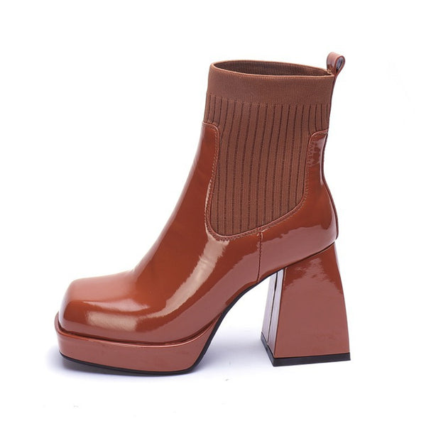 Botas Tobilleras de Tacón Grueso y Plataforma