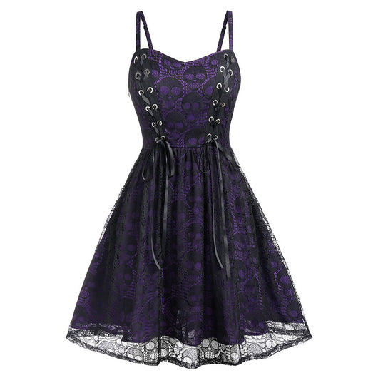 Vestido Suspender con Calavera y Cordones Sexy - Image 2