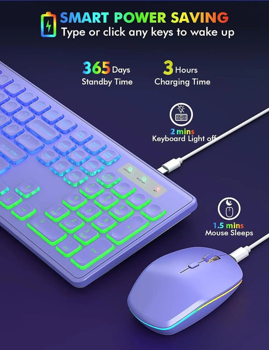 Teclado y Ratón Inalámbricos con Retroiluminación 24g Recargables - Image 30