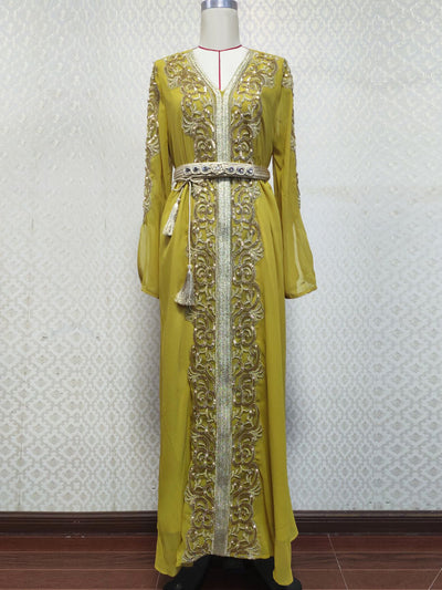 Vestido Árabe Dubái con Bordado y Apliques de Lujo - Image 25