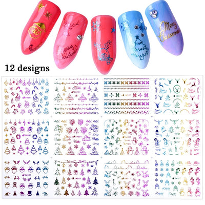 Stickers de Arte de Uñas Navideños con Láser - Diseño de Renos y Copos de Nieve - Image 13