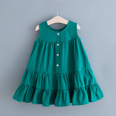 Vestido Infantil Sin Mangas Cuello Redondo - Colores Sólidos Verano - Image 15