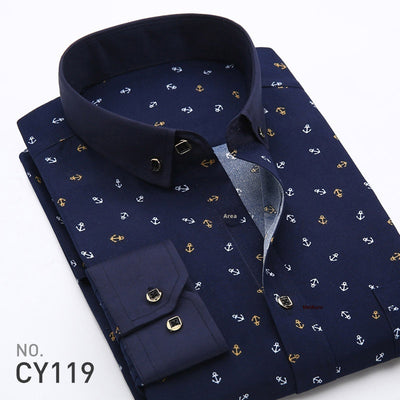 Camisa Estampada de Manga Larga Estilo Coreano para Hombre - Image 12