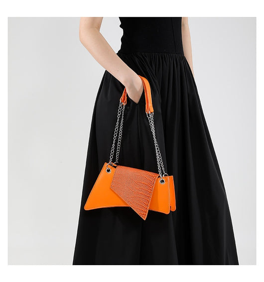 Cartera Cuadrada de Cuero Brillante con Patrón de Piedra para Mujer - Image 39