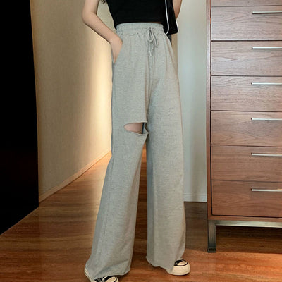 Pantalones Anchos Sueltos Desgarrados para Estudiantes - Combinan con Todo - Image 4