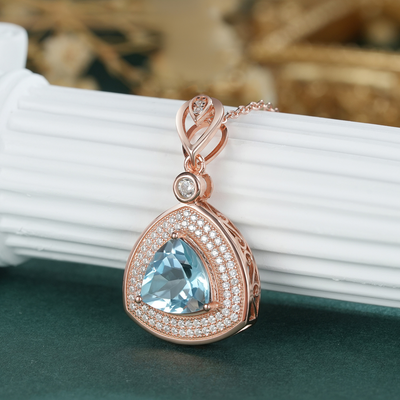 Collar de Plata S925 con Topacio Azul Claro - Colgante Triángulo Geométrico para Mujer - Image 6