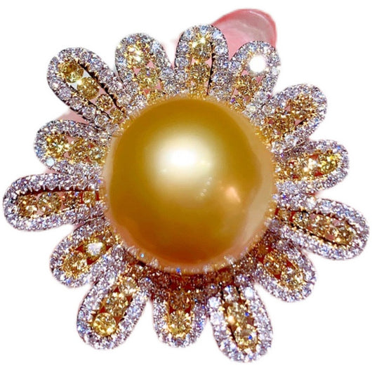 Anillo de Perla Dorada en Plata de Ley 925 con Dije Colgante - Image 13