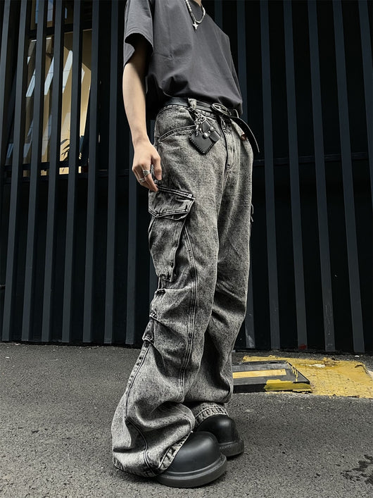 Pantalones de Trabajo Plisados Cintura Alta Pierna Ancha con Bolsillos - Image 9