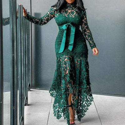 Vestido Elegante con Cuello Alto y Mangas Largas - Image 5
