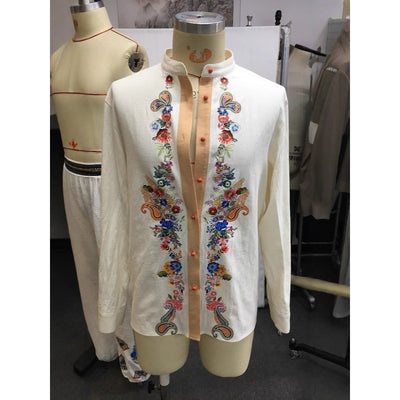 Camisa Casual Retro Hombre Cuello Abierto con Bordados - Image 3