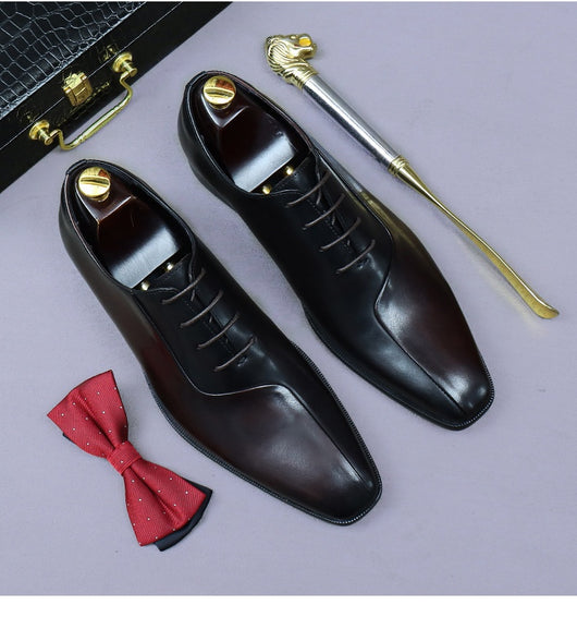 Zapatos Formales de Cuero para Hombre Estilo Británico con Diseño Bicolor - Image 15