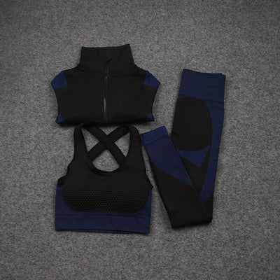 Conjunto Deportivo de 3 Piezas Yoga Fitness con Tela Elástica - Image 14