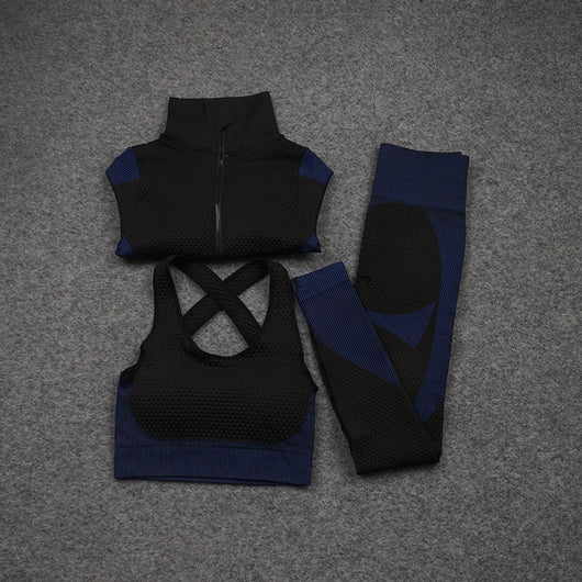 Conjunto Deportivo de 3 Piezas Yoga Fitness con Tela Elástica - Image 14
