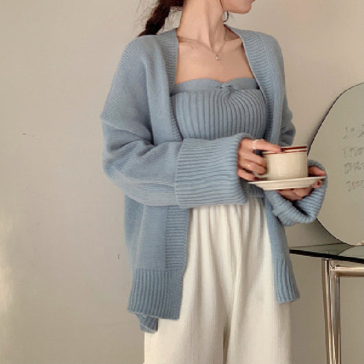 Conjunto Tejido Estilo Occidental: Top Corto y Cardigan Holgado - Image 16