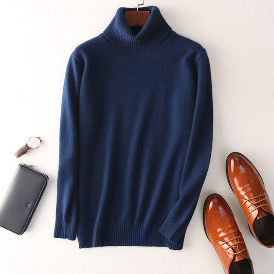 Suéter de Cuello Alto en Cachemira para Hombre - Otoño Invierno