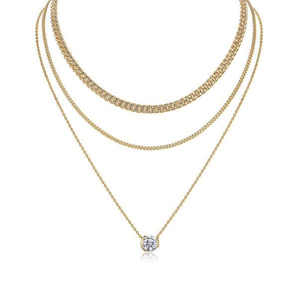 Collar de Plata 925 Doble Cadena Clavícula Estilo Europeo y Americano
