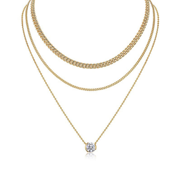 Collar de Plata 925 Doble Cadena Clavícula Estilo Europeo y Americano