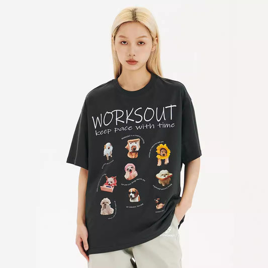 Camiseta Retro Estampada con Cachorritos