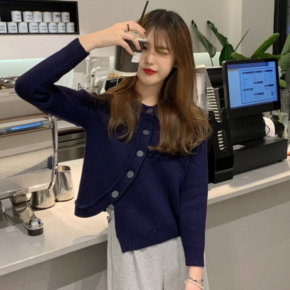 Cardigan Corto Irregular de Color Sólido para Mujer