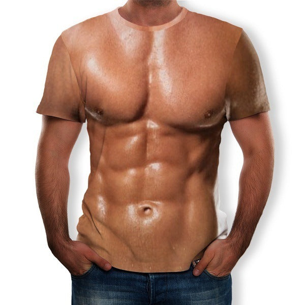 Camiseta Músculo Ajustada de Tendencia Europea y Americana