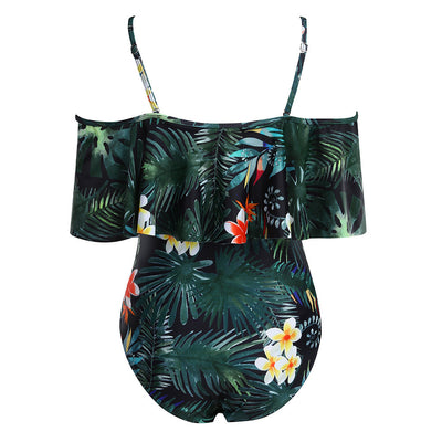 Traje de Baño Enterizo de Un Hombro con Volante Grande - Image 8