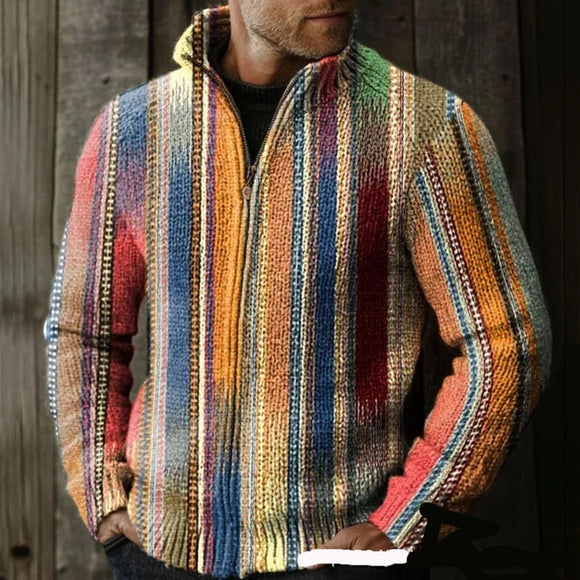 Jaqueta Casual Masculina de Natal com Estampa 3D e Zíper