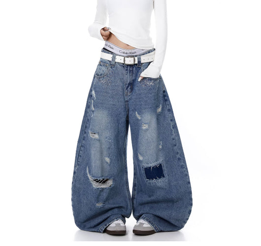 Jeans Curvy Desgastados con Parches Lavado Vintage - Image 8