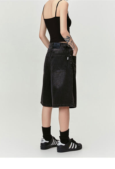 Pantalones Vaqueros Cropped Retro Americano con Patrón Barba de Gato Delavado - Image 12