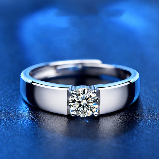 Anillo de Plata Esterlina para Hombre con Moissanita Blanca