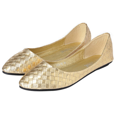 Zapatos Planos Dorados y Plateados con Punta Afilada para Mujer - Image 3