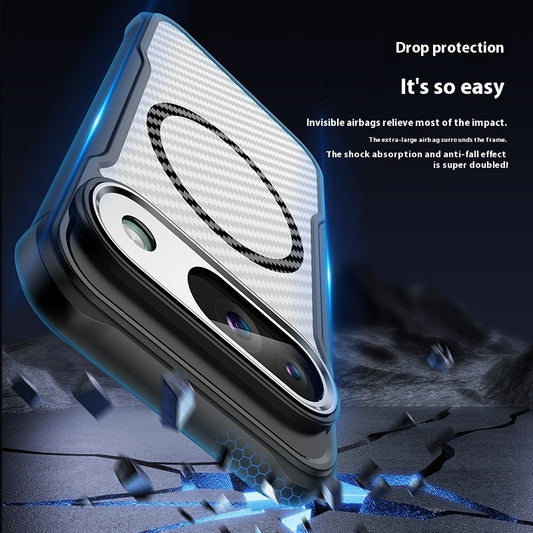 Funda Magnética de Fibra de Carbono Transparente para Celular