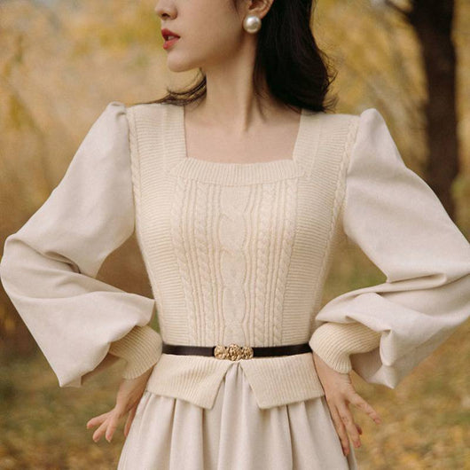 Vestido de Punto Francés con Mangas Abullonadas - Image 7