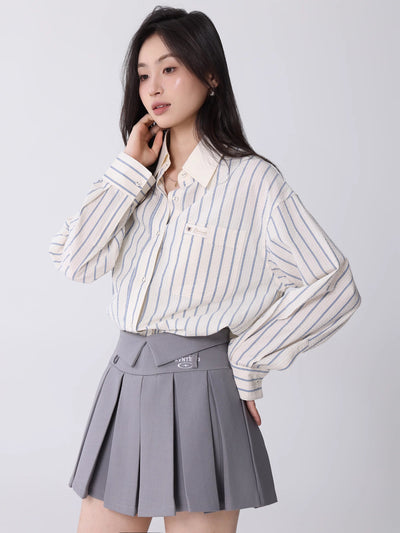 Blusa Coreana de Rayas con Textura para Mujer - Estilo Universitario - Image 11