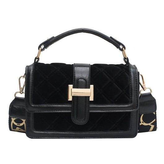 Bolso Bandolera Cuadrado Pequeño con Correa de Terciopelo Ancho - Image 11