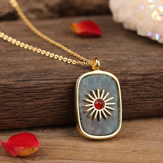 Colgante de Piedra con Girasol Pavé para Mujer - Image 2