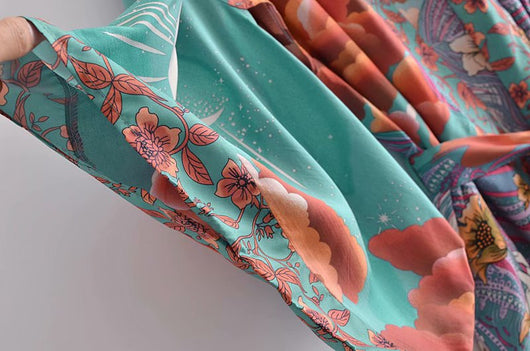 Kimono Cardigan Suelto con Estampado de Luna y Cinturón - Image 17