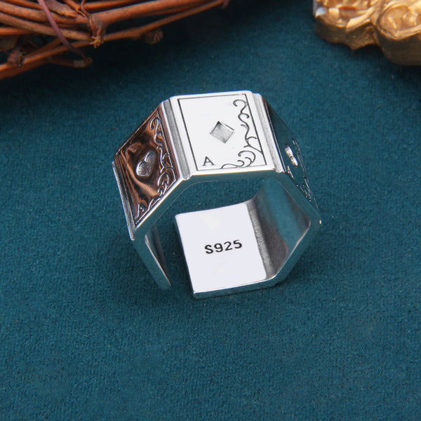 Anillo de Plata Esterlina 925 Cuadrado Brillante para Hombre