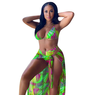 Traje de Baño Dividido Estampado de Tres Piezas para Playa - Image 15