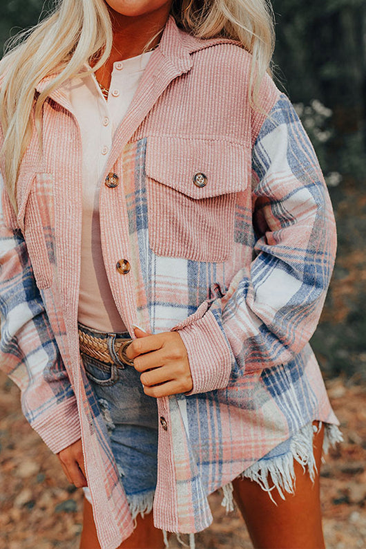 Chaqueta Camisera Patchwork de Pana para Mujer - Otoño e Invierno - Image 17