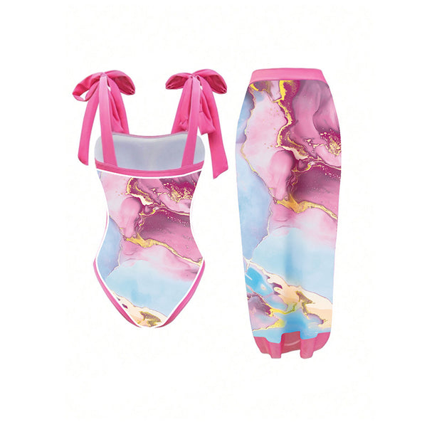 Traje de Baño Enterizo Estampado con Protección Solar para Mujer