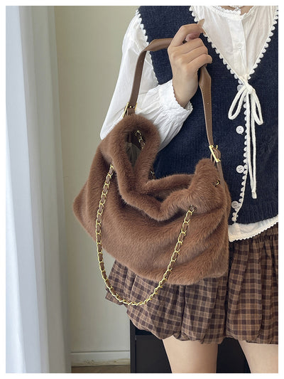 Bolsa de Hombro Grande con Pelaje para Mujer - Bolso Mensajero de Capacidad Amplia - Image 14