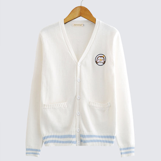 Sudadera Universitaria Pingüino Bordado Estilo Japonés Hermana Suave - Image 4