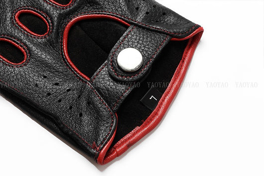 Guantes de Cuero Mitad Dedo para Motociclismo y Actividades al Aire Libre - Image 36