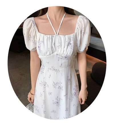Vestido Retro Floral con Escote Cuadrado Francés para Mujer - Image 2