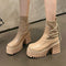 Botas Martin Estilo Británico con Suela Gruesa y Tejido para Mujer