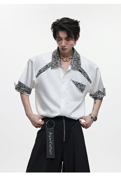 Camisa de Patchwork Cuero Serpiente con Remaches Metálicos - Image 10